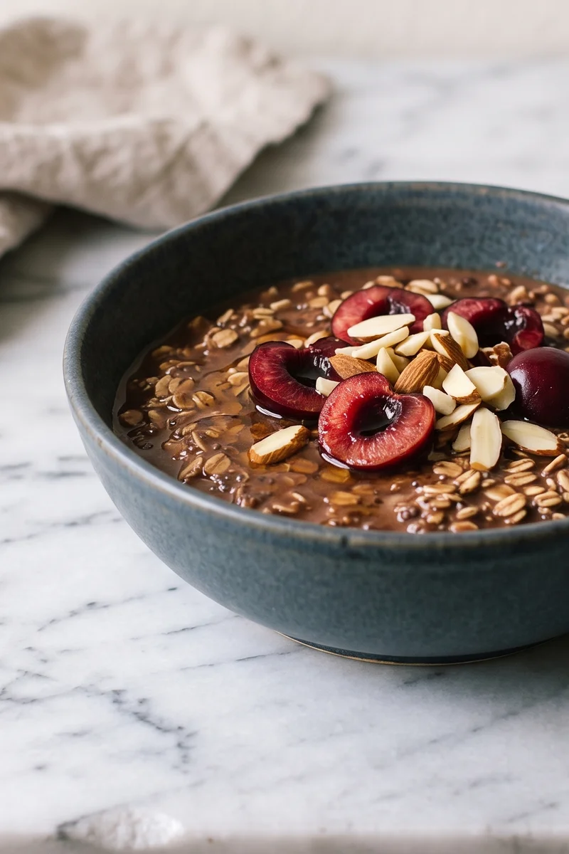 Cherry, Cacao & Almond Overnight Oats - Black-forest overnight oats