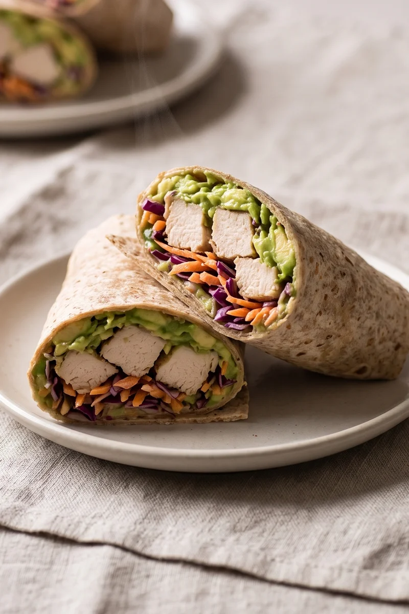 Chicken, Avocado & Slaw Wholegrain Wrap - Freshly cooked chicken (not deli meat) with crunchy slaw and avocado