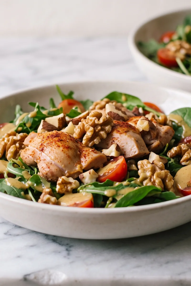 Chicken, Brazil Nut & Walnut Salad with Tahini - Brazil nuts are nature's selenium supplement