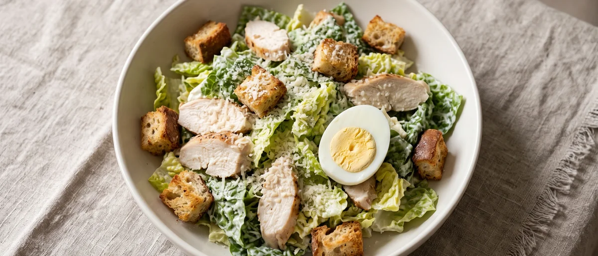 Chicken Caesar-Style Salad (Pregnancy-Safe) - Crisp romaine, hot chicken, croutons and a proper-tasting Caesar dressing built on yogurt and Parmesan