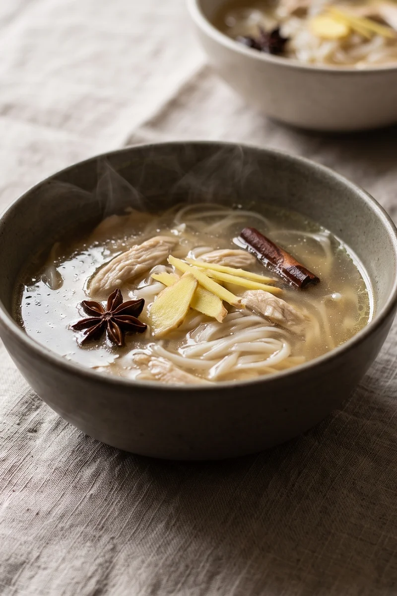 Chicken Pho-Style Noodle Soup - A quick aromatic chicken pho