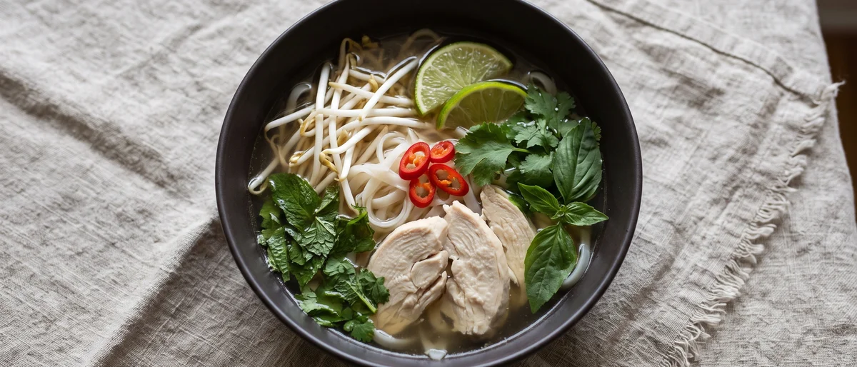 Chicken Pho-Style Noodle Soup - A quick aromatic chicken pho