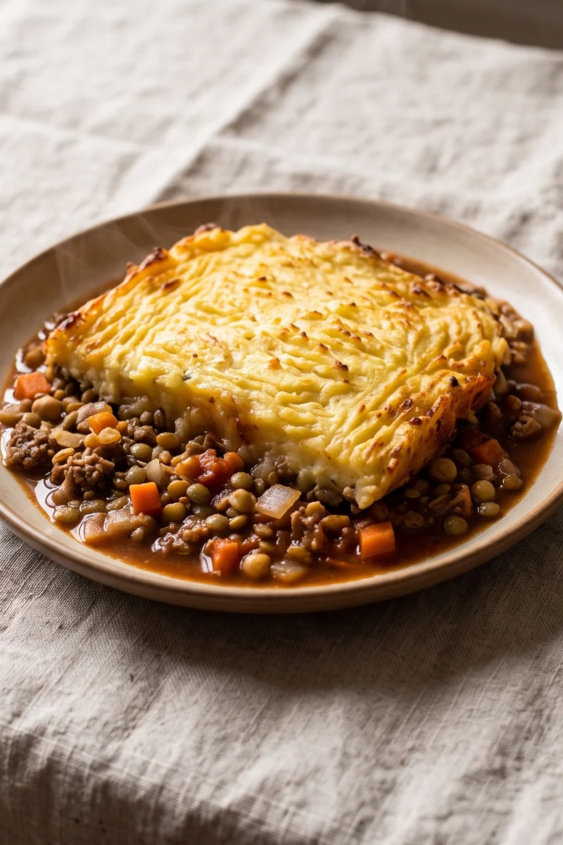 Cottage Pie with Hidden Lentils - Classic cottage pie where lentils stretch the beef and double the fiber, under proper buttery mash