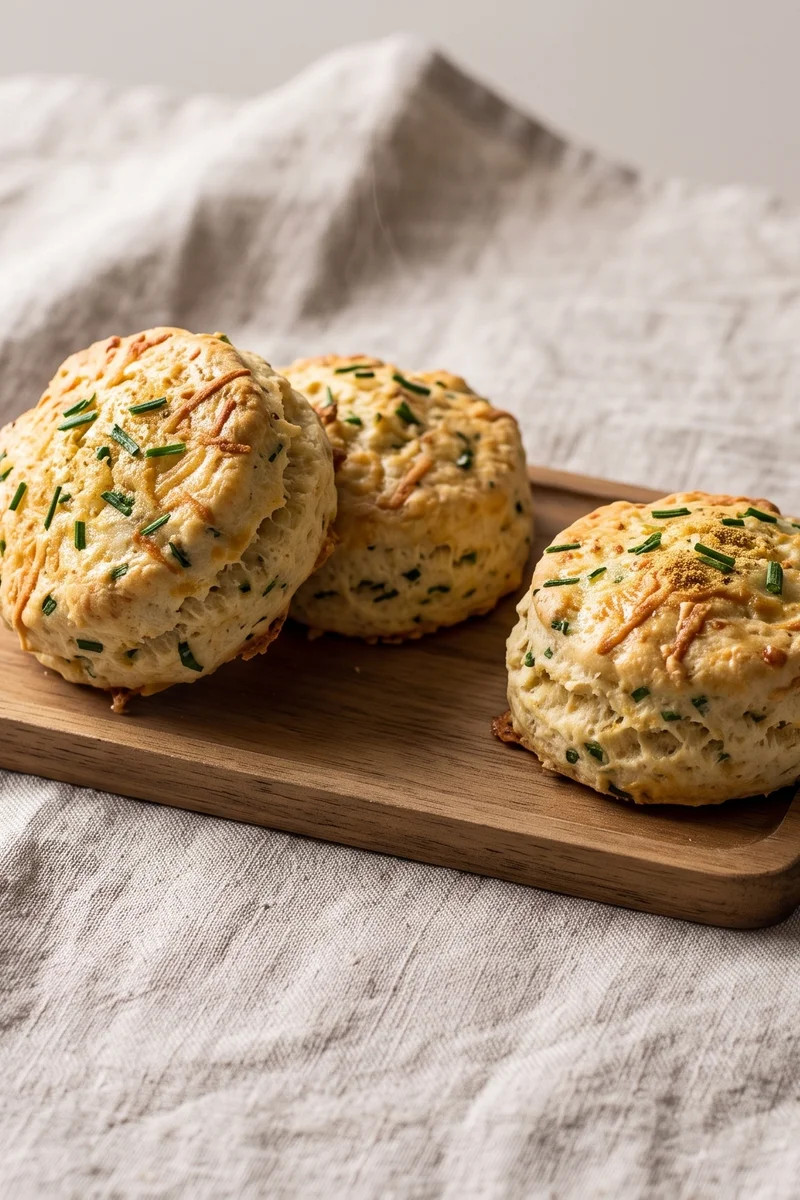 Croissant-Free Cheese & Chive Scones - Tender cheddar-chive scones that freeze raw and bake in twenty minutes