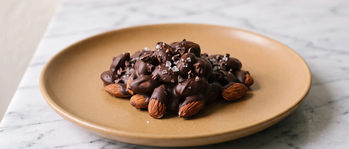 Dark Chocolate & Sea Salt Almond Clusters - Roasted almonds bound in dark chocolate with flaky salt