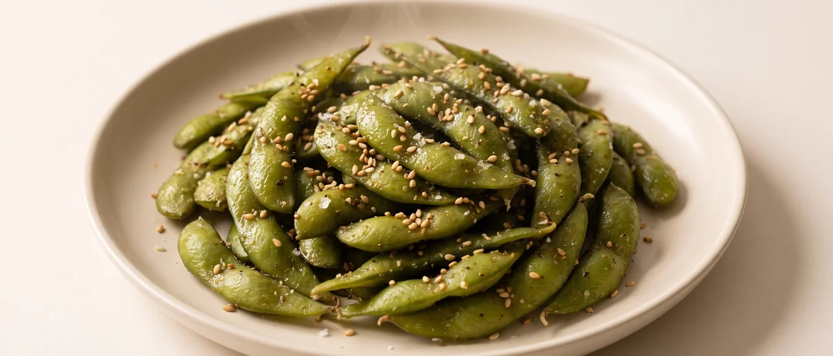 Everything-Seasoned Edamame - Hot edamame pods tossed in sesame, garlic and flaky salt