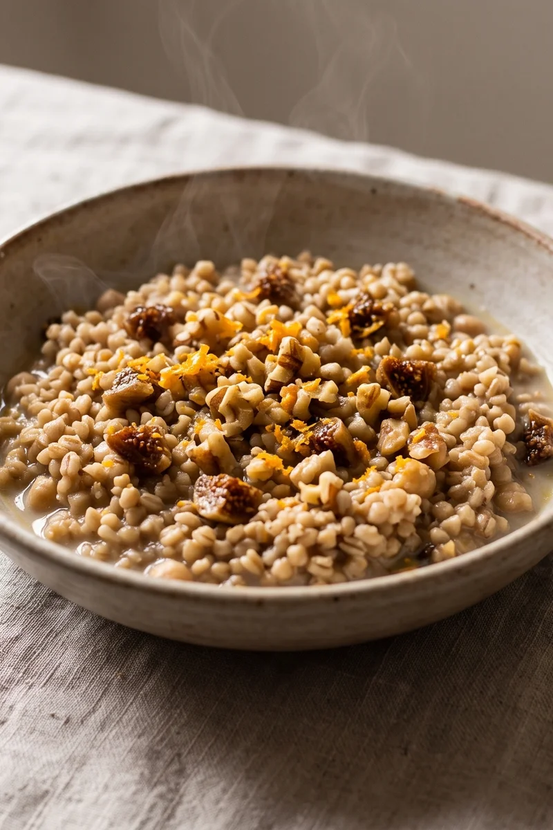 Fig & Walnut Breakfast Couscous - Sweet cinnamon couscous with dried figs, orange and walnuts