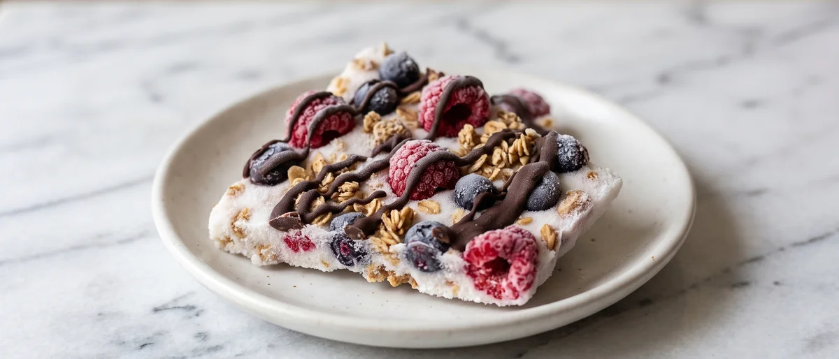 Frozen Yogurt Bark with Berries & Granola - Vanilla yogurt frozen into snappable bark with berries and granola clusters