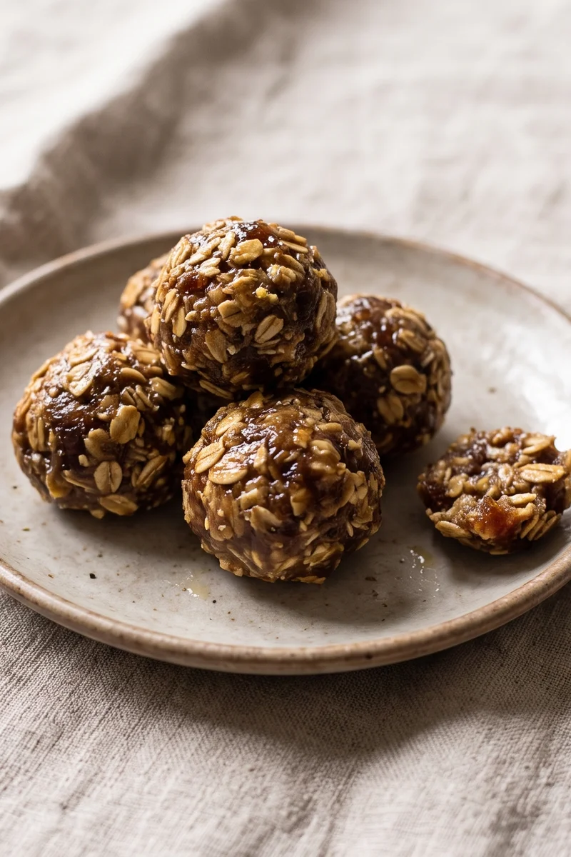 Ginger & Oat Snack Bites - Chewy ginger-date bites to keep by the bed