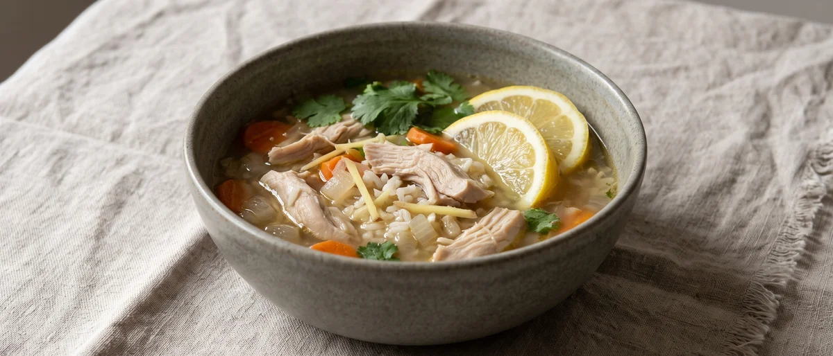 Ginger Chicken & Rice Soup - A gentle, gingery chicken and rice soup