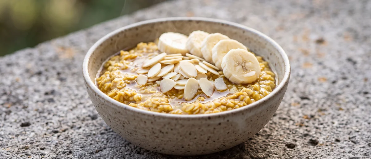 Golden Turmeric Oatmeal with Almonds - Warm, golden and gently spiced