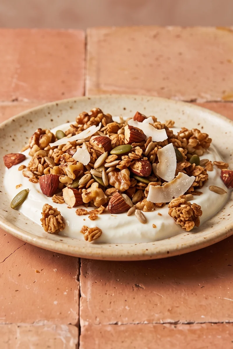 Grain-Free Nut & Seed Granola with Yogurt - A toasty clustered granola with no oats and no refined sugar
