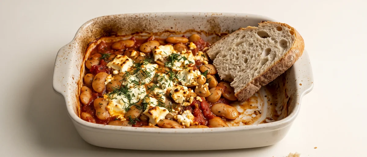 Greek Baked Butter Beans with Feta (Gigantes-Style) - Butter beans baked slowly in a cinnamon-tinged tomato sauce under briny feta