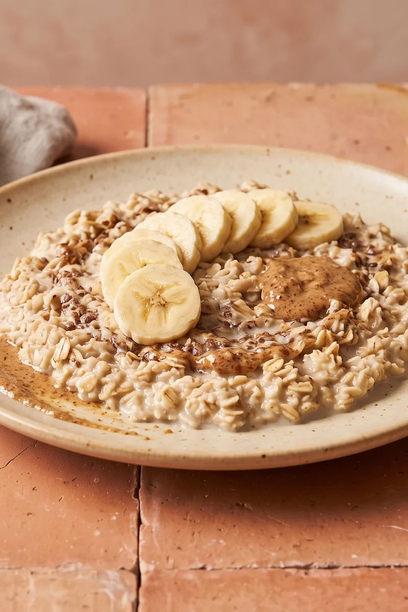 Lactation Oat Bowl with Flax, Almond & Banana - A creamy oat bowl built on the classic lactation-kitchen trio