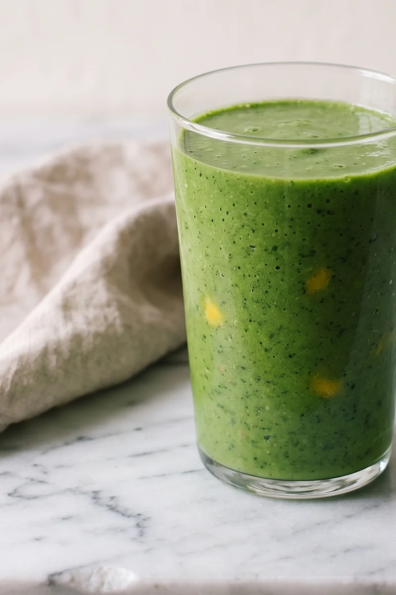 Mango & Spinach Green Smoothie - A one-hand breakfast that drinks like a treat