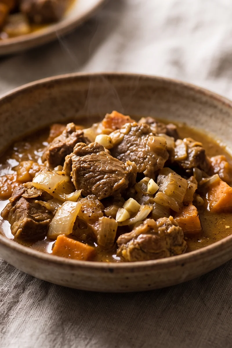 Moroccan-Spiced Lamb & Sweet Potato Stew - Slow-simmered lamb with sweet potato, apricots and warm spices