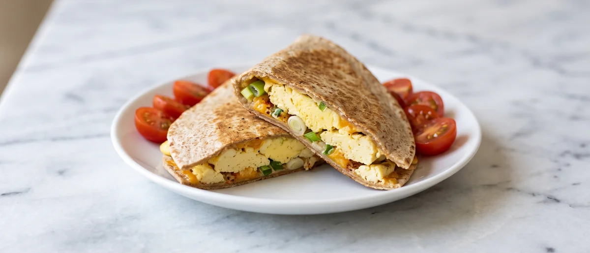 One-Handed Egg & Cheese Breakfast Quesadilla - A folded egg-and-cheddar quesadilla you can genuinely eat with one hand while the other is occupied