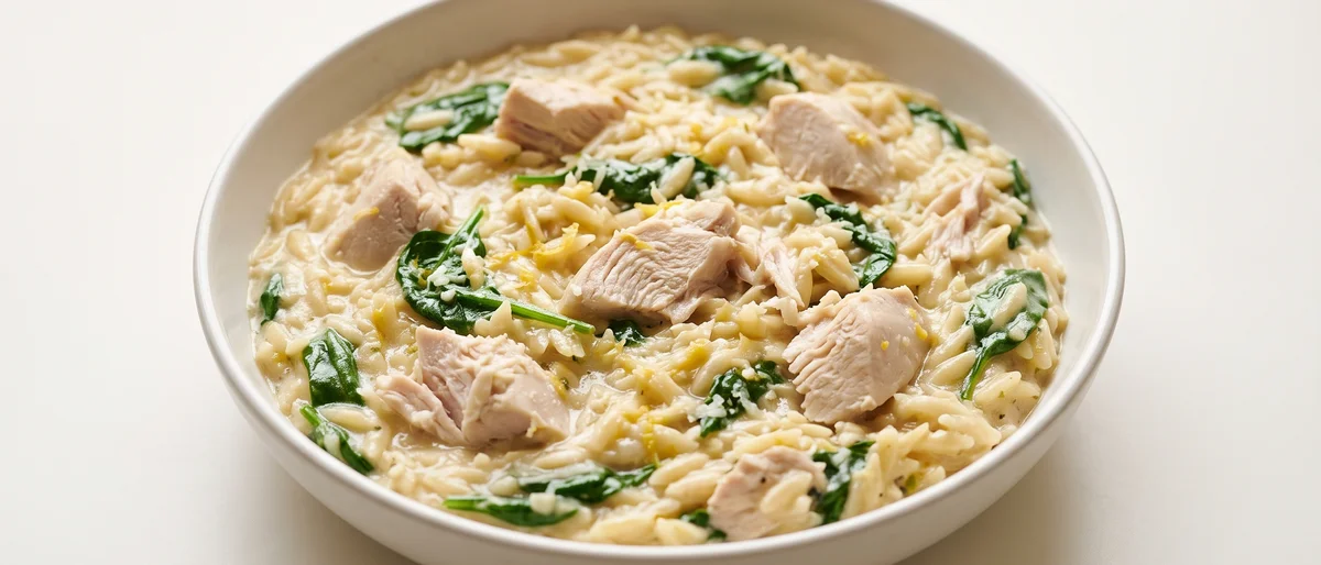 One-Pot Chicken, Lemon & Orzo - Chicken, orzo and greens simmered in one pot until the lemon and Parmesan turn the starch into sauce