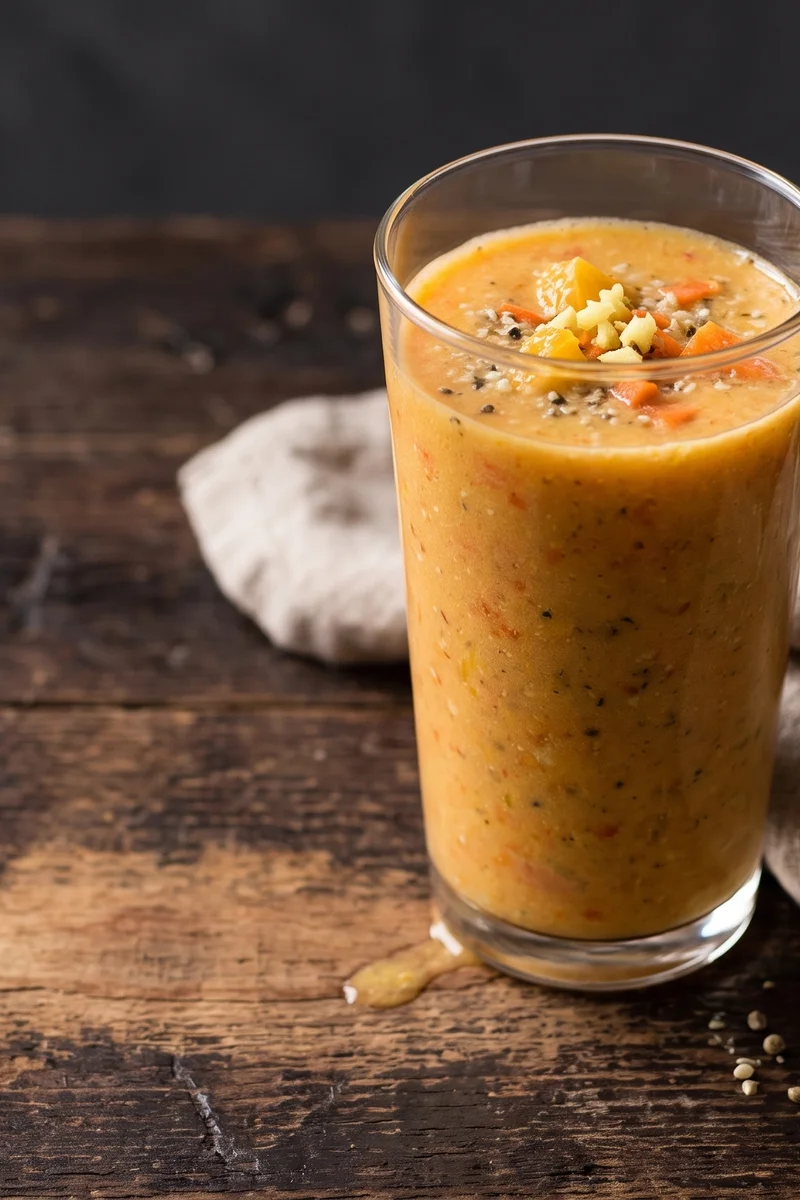 Orange, Carrot & Ginger Smoothie with Hemp - A sunrise-colored blend of orange, carrot, ginger and hemp seeds