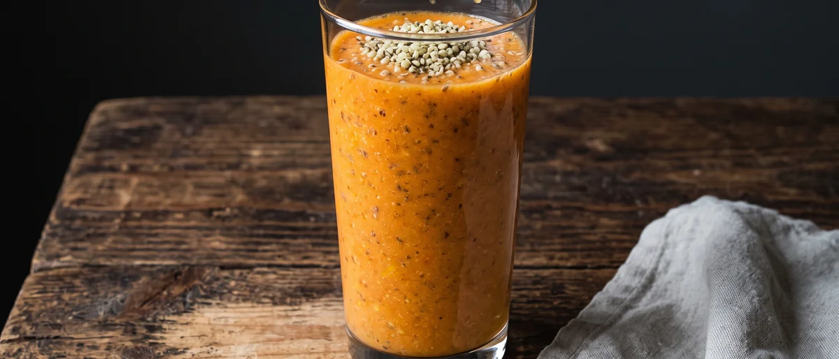 Orange, Carrot & Ginger Smoothie with Hemp - A sunrise-colored blend of orange, carrot, ginger and hemp seeds