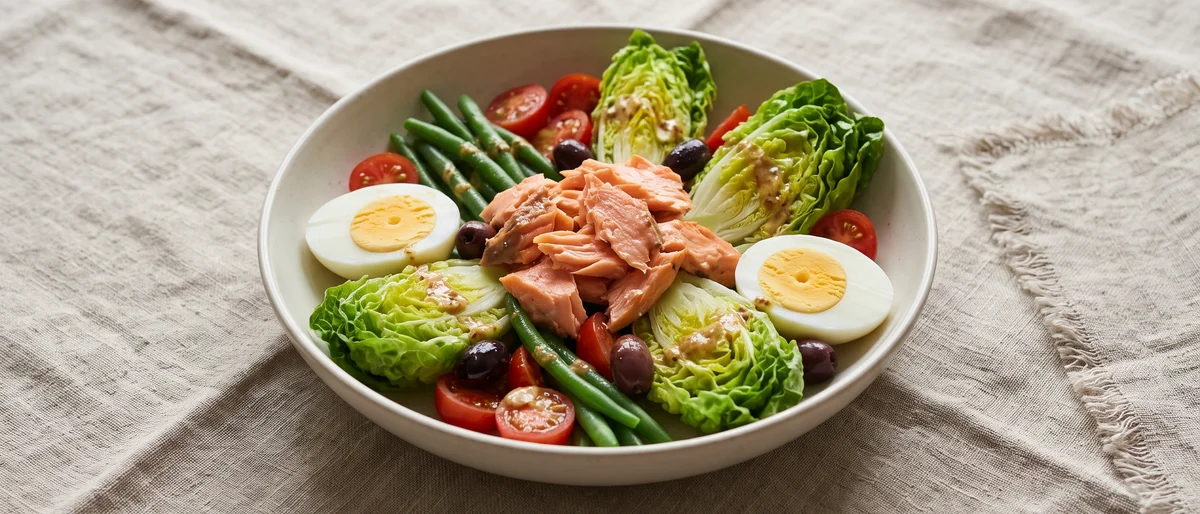Salmon Niçoise Salad - The classic niçoise rebuilt with omega-3-rich salmon and firm boiled eggs