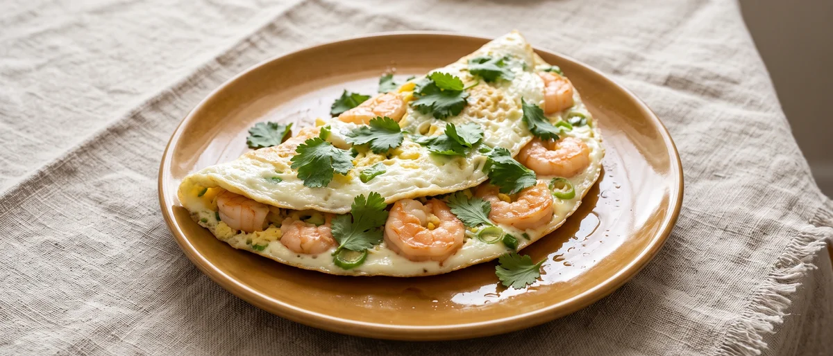 Shrimp & Scallion Omelet - A Cantonese-style omelet with juicy shrimp and scallions
