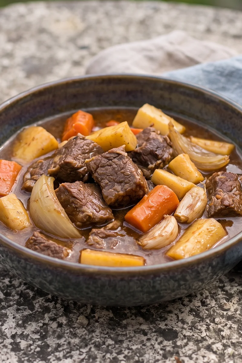 Slow-Cooker Beef & Root Vegetable Stew - Twenty minutes of morning effort; dinner cooks itself while you nap when the baby naps (or try to).