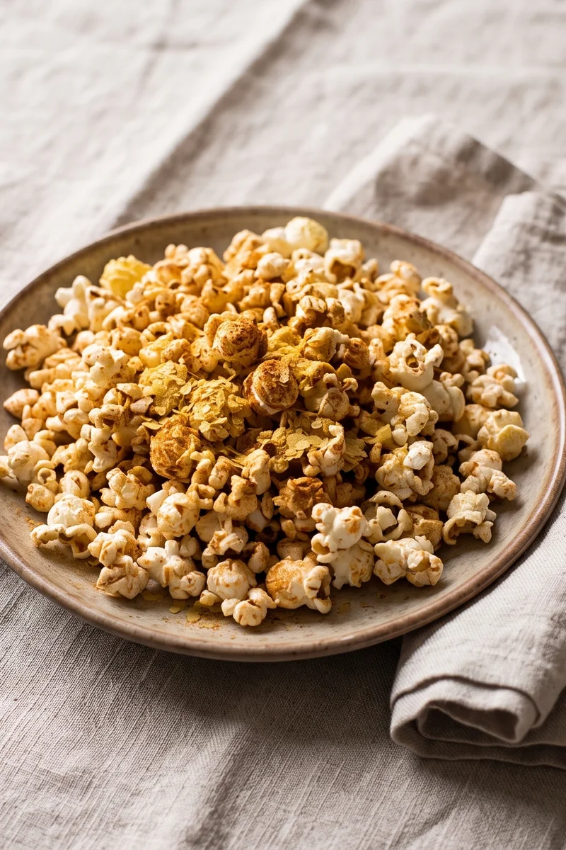 Smoked Paprika Popcorn with Nutritional Yeast - Stovetop popcorn tossed with olive oil, smoked paprika and cheesy nutritional yeast