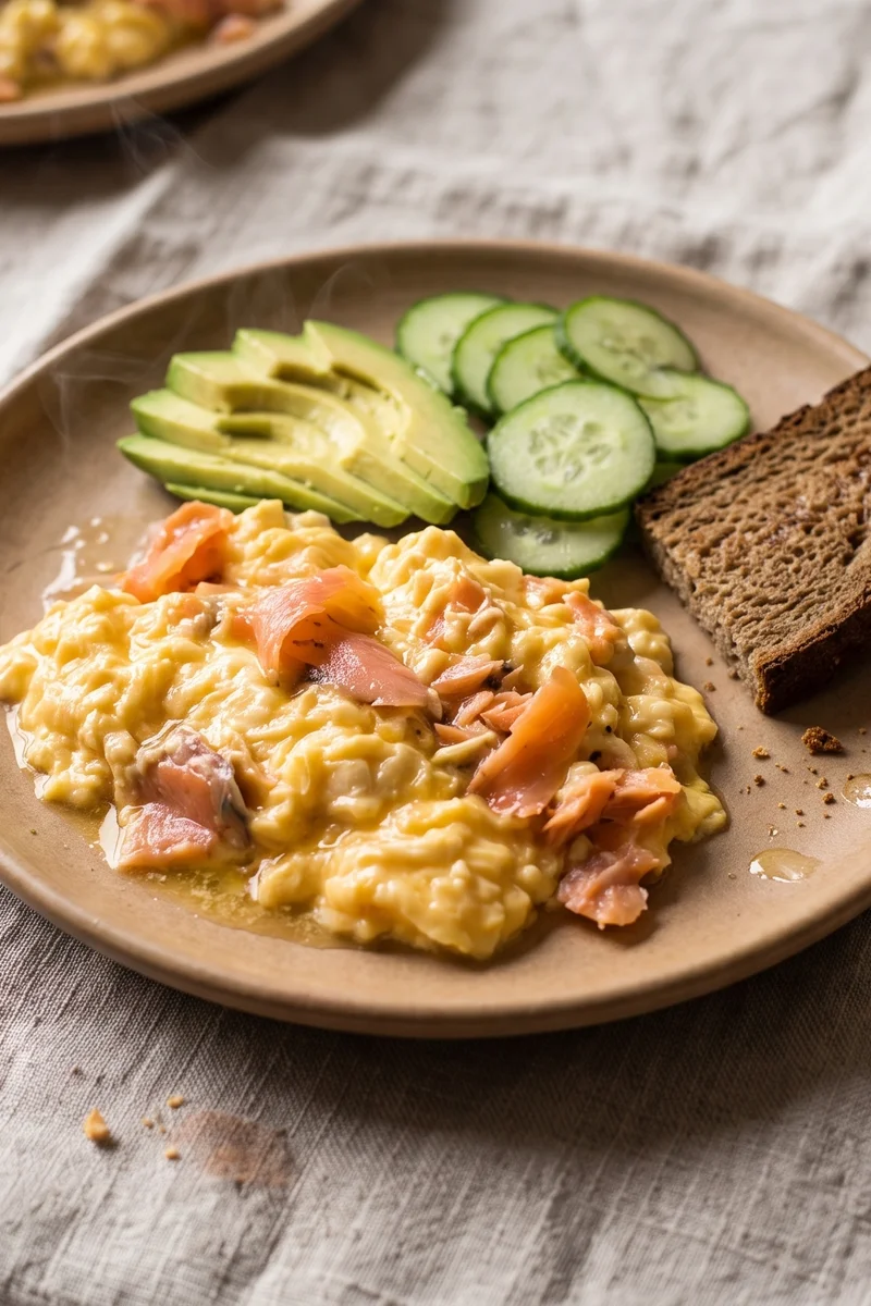 Smoked Salmon & Soft Scrambled Eggs - Omega-3 DHA, vitamin D, iodine and choline on one plate