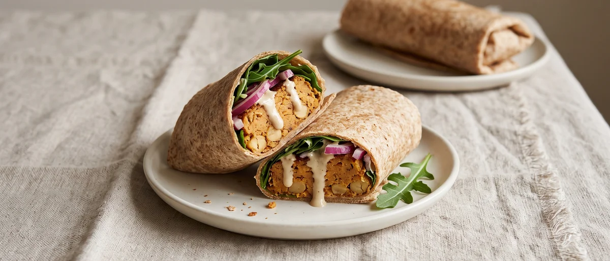 Sweet Potato Falafel-Style Fritter Wraps - Baked sweet potato and chickpea fritters in wraps with tahini sauce and quick pickles