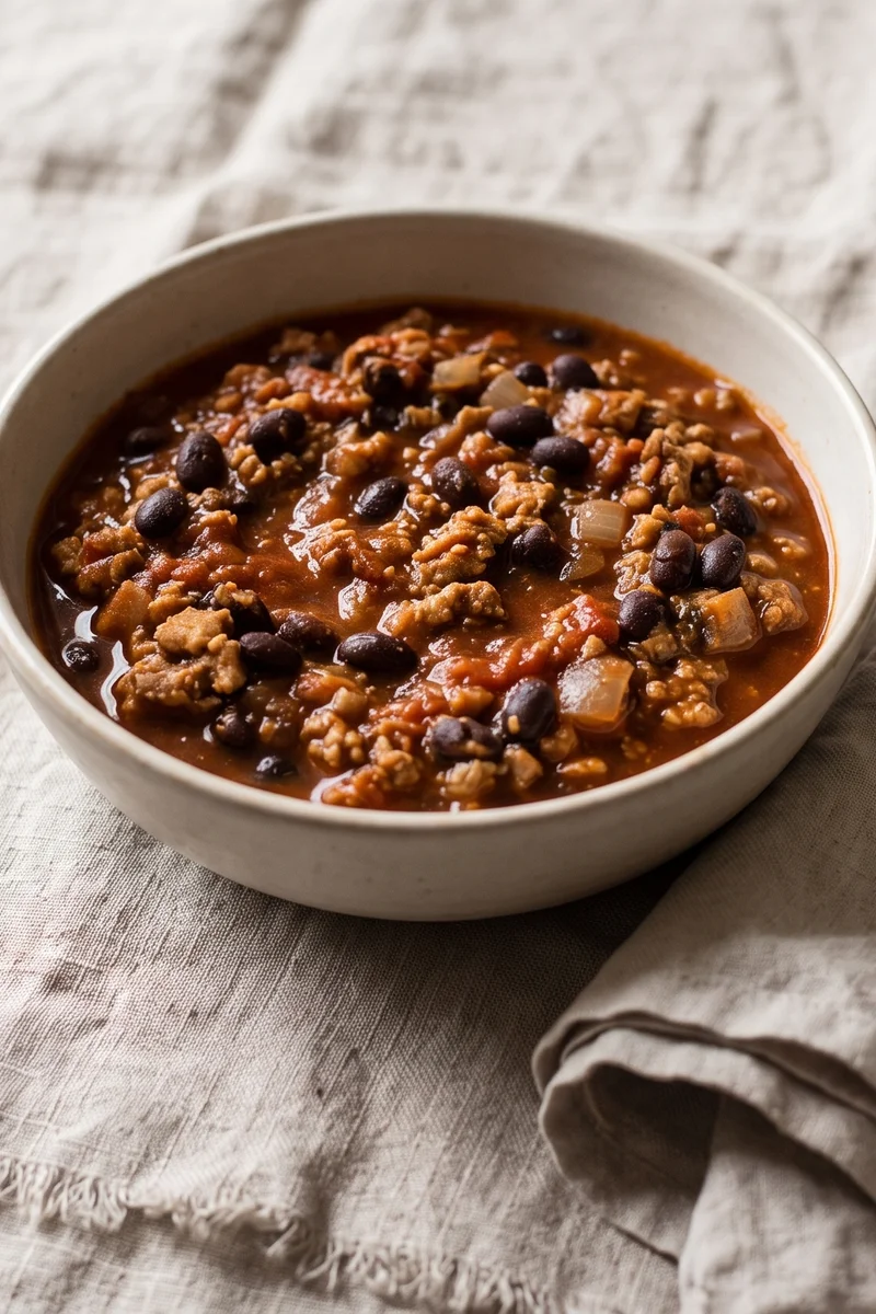 Turkey & Black Bean Chili - A big, smoky pot of turkey and black bean chili with cocoa depth