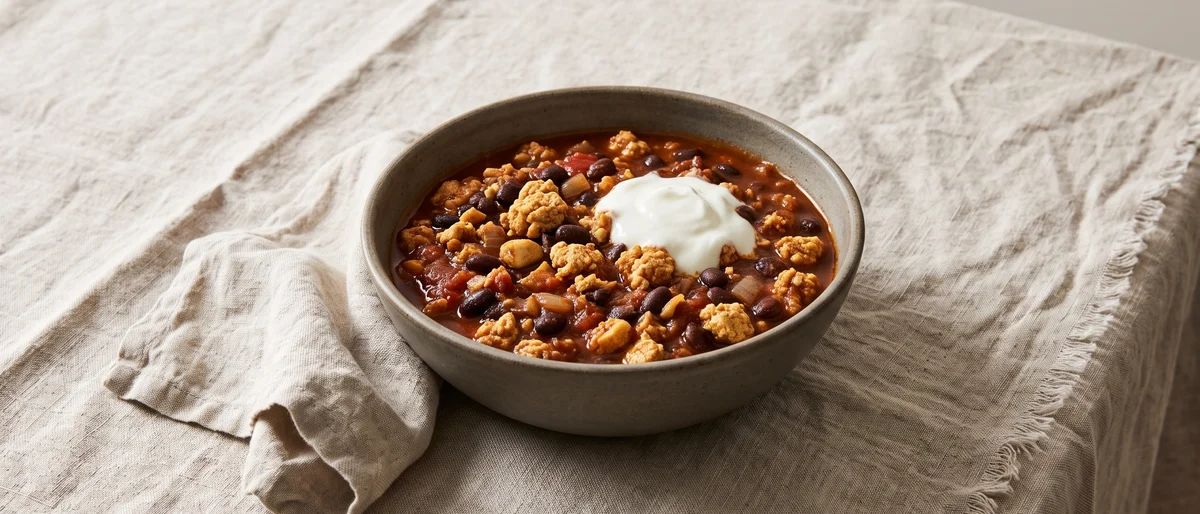 Turkey & Black Bean Chili - A big, smoky pot of turkey and black bean chili with cocoa depth