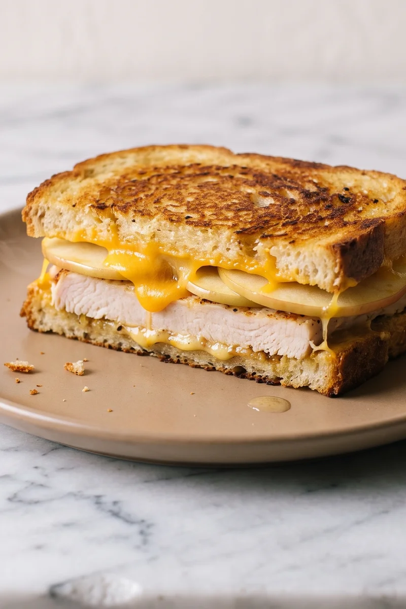 Turkey, Apple & Cheddar Melt - Freshly cooked turkey with apple and sharp cheddar toasted between sourdough