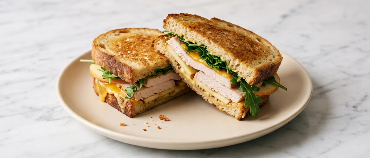 Turkey, Apple & Cheddar Melt - Freshly cooked turkey with apple and sharp cheddar toasted between sourdough
