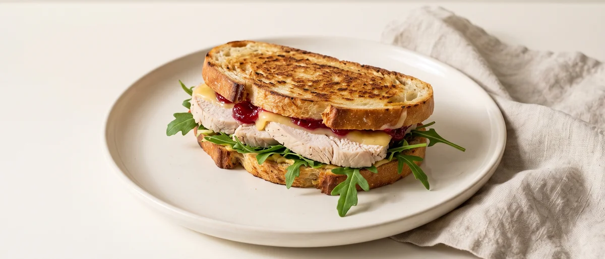 Turkey, Cranberry & Brie-Free Cheddar Melt - Roast turkey, cranberry sauce and sharp cheddar pressed into golden sourdough