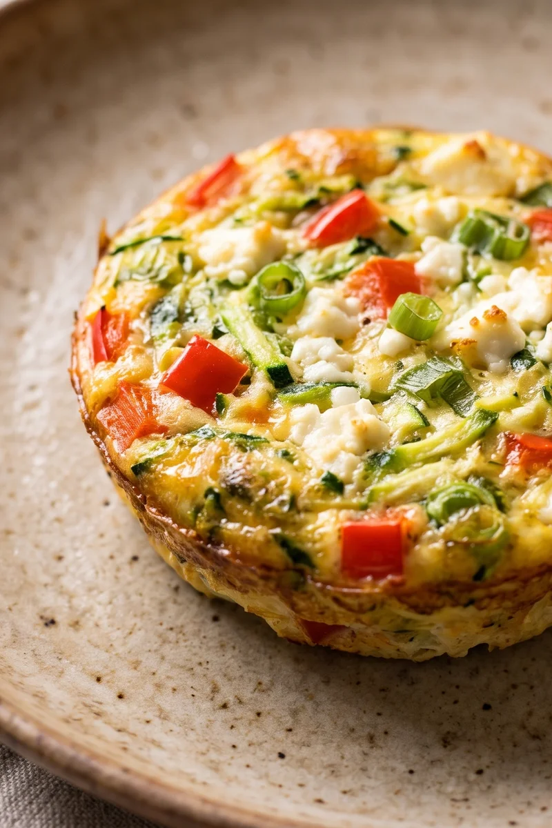 Veggie-Packed Mini Frittatas - A muffin tin of mini frittatas loaded with pepper, zucchini and feta