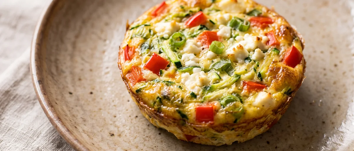 Veggie-Packed Mini Frittatas - A muffin tin of mini frittatas loaded with pepper, zucchini and feta